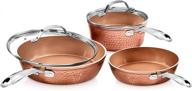 gotham steel hammered cookware - 5 piece ceramic cookware set with triple coated nonstick copper surface, aluminum composition for even heating - oven, stovetop, dishwasher safe logo