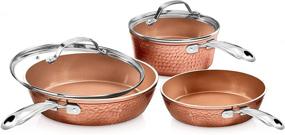 img 4 attached to Gotham Steel Hammered Cookware - 5 Piece Ceramic Cookware Set with Triple Coated Nonstick Copper Surface, Aluminum Composition for Even Heating - Oven, Stovetop, Dishwasher Safe