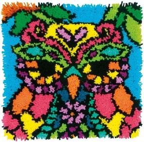 img 4 attached to Kids' 16'' x 16'' Owl Latch Hook Craft Kit with Colorful Dimensions