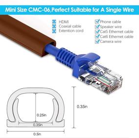 img 3 attached to 🔌 Темно-коричневый скрыватель проводки для стены - Покрываемый кабельный канал - Мини-размер для сокрытия проводов, акустических кабелей и кабелей Ethernet - 8X L15.7in W0.5in H0.35in, Всего 125in - CMC-06