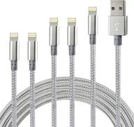🔌 cugunu iphone charger, pack of 5 apple mfi certified usb lightning cables – nylon braided fast charging cord for iphone 13/12/11/x/max/8/7/6/6s/5/5s/se/plus/ipad - gray (3/3/6/6/10ft) logo