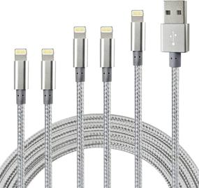 img 4 attached to 🔌 CUGUNU iPhone Charger, Pack of 5 Apple MFi Certified USB Lightning Cables – Nylon Braided Fast Charging Cord for iPhone 13/12/11/X/Max/8/7/6/6S/5/5S/SE/Plus/iPad - Gray (3/3/6/6/10FT)