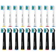 🦷 18-pack precision replacement brush heads - compatible with oral b braun electric toothbrush - 9 white & 9 black logo