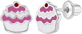 img 4 attached to 🧁 Cute and Durable 925 Sterling Silver Cupcake Earrings with Screw Back Lock for Little Girls