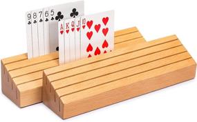 img 4 attached to 🃏 Solid Beechwood Playing Card Holders by Yellow Mountain Imports