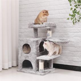 img 3 attached to 🐱 BEWISHOME Cat Tree Condo: Sisal Scratching Posts, Plush Perch & Dual Houses - Kitty Activity Center & Play House MMJ06