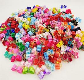 img 2 attached to Hixixi 50pcs/Pack Small Dog Cat Puppy 3D Mini Hair Bows with Rhinestone Beads and Rubber Bands - Pet Hair Accessories (Mix Color Random)