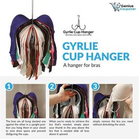 img 2 attached to 👙 Space Saving Bra Organizer: GYRLIE CUP HANGER - Holds 25+ Bras, Easy to Use & Remove, Vertical Storage Closet Hangers for Belt, Scarf, Lingerie. Rust-Resistant Hangers for Bathroom, Laundry or Closet Drawer Organization