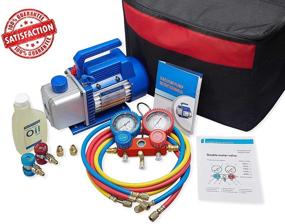 img 4 attached to 🔧 NewPosition 4CFM 1/3HP Air Vacuum Pump: Ultimate HVAC A/C Refrigeration Tool Kit for AC and Auto Repair with Manifold Gauge Set, R134A R22 Compatibility, and 3 Hoses