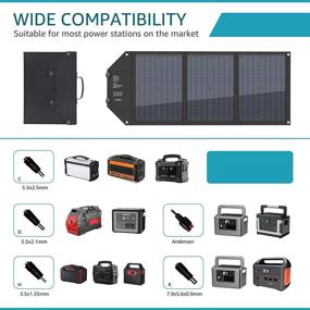 img 2 attached to Portable Solar Panels - 60W Foldable Solar Charger for 100-500W Solar Generators | Adjustable Kickstands, DC 18V Output, USB 3.0 & Type-C Ports | Ideal for Camping, Van, RV Trips