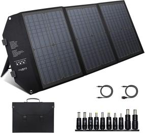 img 4 attached to Portable Solar Panels - 60W Foldable Solar Charger for 100-500W Solar Generators | Adjustable Kickstands, DC 18V Output, USB 3.0 & Type-C Ports | Ideal for Camping, Van, RV Trips