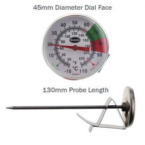 img 1 attached to Frothy Milk Thermometer - 125mm Stainless Steel Probe with Clip Barista Coffee - Ideal for Milk Frothing