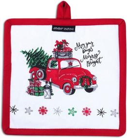 img 2 attached to 🎄 AMOUR INFINI Merry Christmas Pot Holders & Oven Mitts Set – Heat Resistant, 100% Cotton Kitchen Accessories (1 Oven Mitt & 1 Pot Holder)