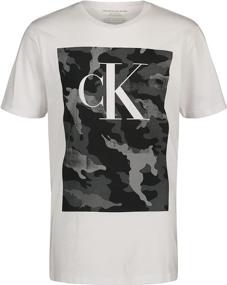 img 1 attached to 👕 Stylish Calvin Klein Boys' Short Sleeve Block Logo Crew Neck Tee Shirt - Shop Now!