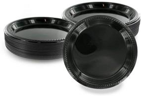 img 3 attached to 🍽️ Amcrate Чёрные одноразовые пластиковые десертные тарелки 7" - 50 штук в упаковке - Идеально для свадеб, дней рождения, ужинов и многого другого!