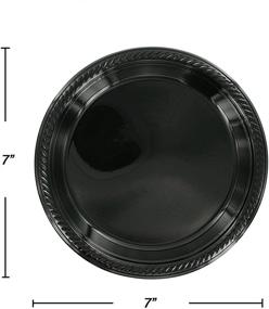img 2 attached to 🍽️ Amcrate Чёрные одноразовые пластиковые десертные тарелки 7" - 50 штук в упаковке - Идеально для свадеб, дней рождения, ужинов и многого другого!