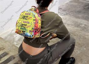 img 3 attached to 🎨 Vibrant Retro Vintage Neon Multicolor Graffiti Clutch Tote Purse – Crossbody Sling Bag Handbag