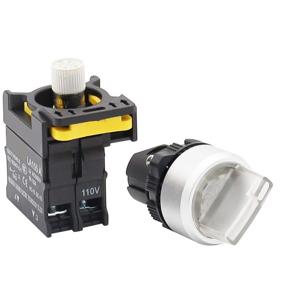 img 1 attached to Waterproof IP65 Latching Rotary Selector Switch 10A 600V LA155-A1-10XD-W - Mxuteuk White LED Light Voltage 110V-220V 22mm 1 NO 2 Positions