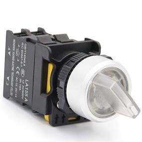 img 3 attached to Waterproof IP65 Latching Rotary Selector Switch 10A 600V LA155-A1-10XD-W - Mxuteuk White LED Light Voltage 110V-220V 22mm 1 NO 2 Positions