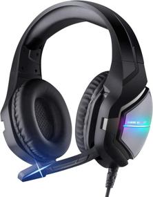 img 1 attached to 🎧 ShinePick Over Ear Gaming Headset with 3.5mm Connector, Noise Cancelling Headphones with Mic & LED Light, Compatible with PS4, Xbox One, Nintendo Switch, PC