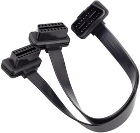 img 4 attached to 🔌 iKKEGOL Ultra Low Profile Right/Left Angle 16 Pin OBD2 OBDII Splitter Extension Cable Male to Dual Female Y Cable 30cm/12 inches (Right/Left Port)