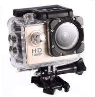 action camera 12mp waterproof 30m outdoor sports video dv camera 1080p full hd lcd mini camcorder with 900mah rechargeable batteries and mounting accessories kits(gold) logo