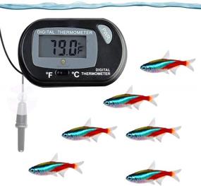 img 4 attached to SunGrow Digital Thermometer - Accurate Tank Temperature Monitoring, 1.5x2.3 Inches, Black, Dual Degree Celsius & Fahrenheit Reading