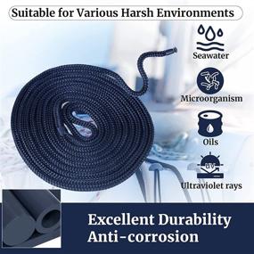 img 2 attached to ⛵ Navy Blue Double Braided Nylon Dock Line & Rope for Boat Docking - 4 Pack, 15 ft Long, 3/8 inch Thick, 12 inch Eyelet