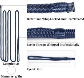img 3 attached to ⛵ Navy Blue Double Braided Nylon Dock Line & Rope for Boat Docking - 4 Pack, 15 ft Long, 3/8 inch Thick, 12 inch Eyelet