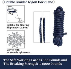 img 1 attached to ⛵ Navy Blue Double Braided Nylon Dock Line & Rope for Boat Docking - 4 Pack, 15 ft Long, 3/8 inch Thick, 12 inch Eyelet