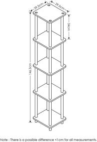 img 2 attached to FURINNO Turn-N-Tube 5-Tier Corner Square 📚 Rack Display Shelf in French Oak Grey/Black Finish