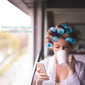 img 2 attached to Большие бигуди для волос Jumbo Hair Rollers, диаметр 3 дюйма, самозахватывающиеся бигуди для длинных волос - без тепла, большие бигуди с зажимами и расческой, 24 штуки (синие)