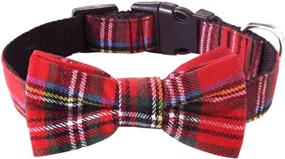 img 4 attached to 🐾 Malier Christmas Plaid Snowflake Dog Collar with Bow Tie – Stylish and Adjustable Collar for Dogs and Cats