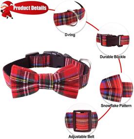 img 2 attached to 🐾 Malier Christmas Plaid Snowflake Dog Collar with Bow Tie – Stylish and Adjustable Collar for Dogs and Cats