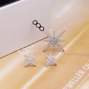 img 2 attached to ✨ Sterling Silver Starburst CZ Dangle Drop Earrings for Women Girls – Hypoallergenic Fashion Asymmetric Lucky Star Hanging Earring Jewelry, Ideal Gifts for Birthday and Christmas