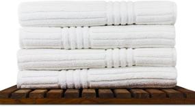 img 3 attached to 🛀 BC BARE COTTON Luxury Hotel & Spa Ribbed Channel Pattern Bath Towel Set - 100% Turkish Cotton, 4-Piece Set, White
