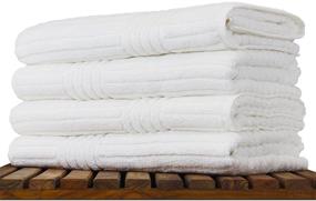 img 2 attached to 🛀 BC BARE COTTON Luxury Hotel & Spa Ribbed Channel Pattern Bath Towel Set - 100% Turkish Cotton, 4-Piece Set, White