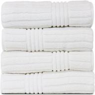 🛀 bc bare cotton luxury hotel & spa ribbed channel pattern bath towel set - 100% turkish cotton, 4-piece set, white logo