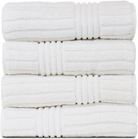 img 4 attached to 🛀 BC BARE COTTON Luxury Hotel & Spa Ribbed Channel Pattern Bath Towel Set - 100% Turkish Cotton, 4-Piece Set, White