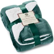 🍃 genteele sherpa throw blanket - super soft reversible ultra luxurious plush blanket (50" x 60") in hunter green/white logo