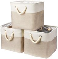 📦 robuy storage cube bins (3-pack) - collapsible &sturdy cationic fabric basket with cotton rope handle for organizing shelf, nursery, home closet - 13x13x13 inch logo