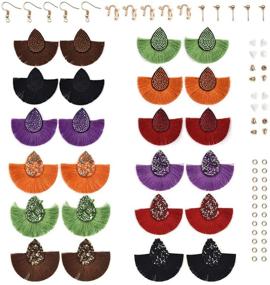 img 4 attached to 📿 12 Pairs DIY Fringe Earrings Kit - 24Pcs Fringe Earrings Pendants, 24Pcs Earring Wire Hooks and Ear Posts with Jump Rings - Earring Findings for Jewelry Making, 3 Styles Included