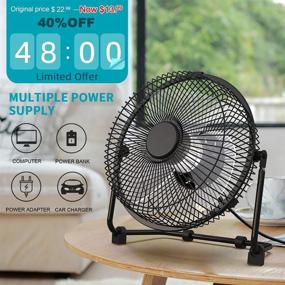 img 2 attached to 💨 USB Desk Fan - 9 Inch, Powerful Airflow, Silent Operation, Portable Cooling for Home, Office, Bedroom - Black
