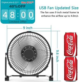 img 1 attached to 💨 USB Desk Fan - 9 Inch, Powerful Airflow, Silent Operation, Portable Cooling for Home, Office, Bedroom - Black