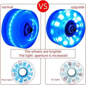 img 2 attached to 🛼 Nezylaf 4 Piece Upgrade Light up Roller Skate Wheels: Luminous, Double Row Skating & Skateboard 32x58mm 78A - Indoor/Outdoor with Bearings Installed