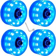 🛼 nezylaf 4 piece upgrade light up roller skate wheels: luminous, double row skating & skateboard 32x58mm 78a - indoor/outdoor with bearings installed logo