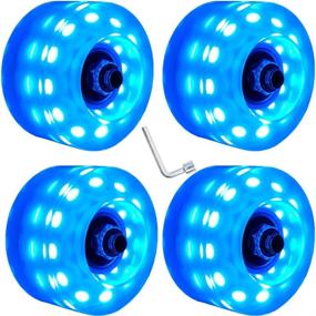 img 4 attached to 🛼 Nezylaf 4 Piece Upgrade Light up Roller Skate Wheels: Luminous, Double Row Skating & Skateboard 32x58mm 78A - Indoor/Outdoor with Bearings Installed