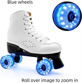 img 1 attached to 🛼 Nezylaf 4 Piece Upgrade Light up Roller Skate Wheels: Luminous, Double Row Skating & Skateboard 32x58mm 78A - Indoor/Outdoor with Bearings Installed