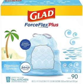 img 4 attached to 🗑️ Glad Forceflexplus Tall Kitchen Drawstring Trash Bags - 13 Gallon, Febreze Beachside Breeze 90 Count: Efficient Odor-Control Trash Bags in Blue (90 Count)