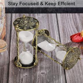 img 2 attached to ⏳ 60 Minute Antique Hourglass: Mandala Rose & Crystal Diamond Engraved Metal Sand Timer, Brass Sand Clock, Reloj De Arena 1 Hora, White 1 Hour Glass Sandglass for Home Office Desk Decor - Perfect Gift